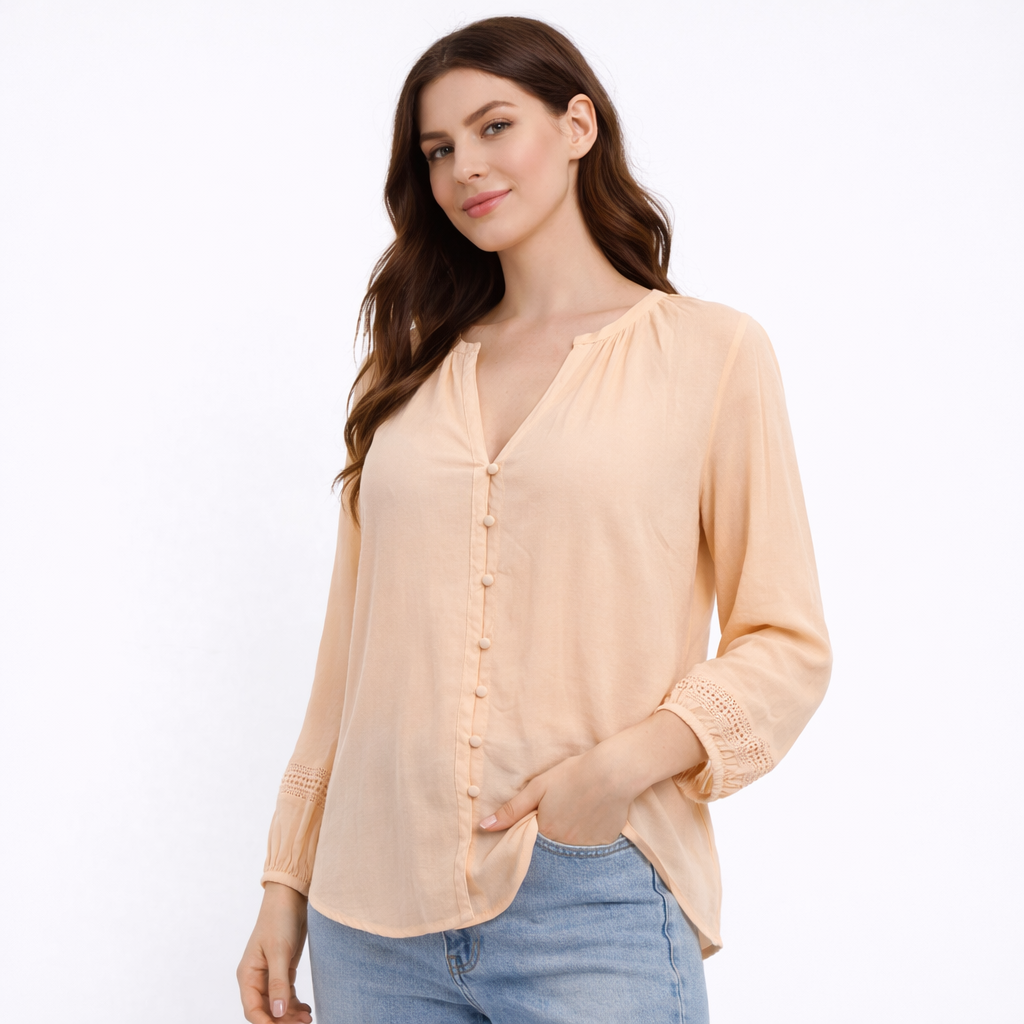 Soft beige button-down blouse (Guess)