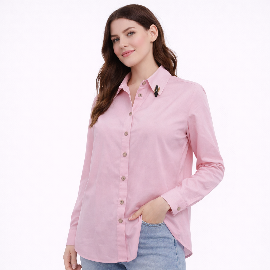 Soft classic pink modern blouse  (Hanita)