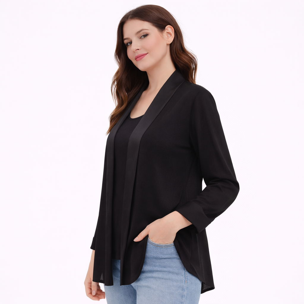 Elegant black casual kimono blouse  (Hanita)