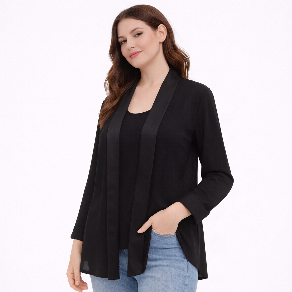 Elegant black casual kimono blouse  (Hanita)