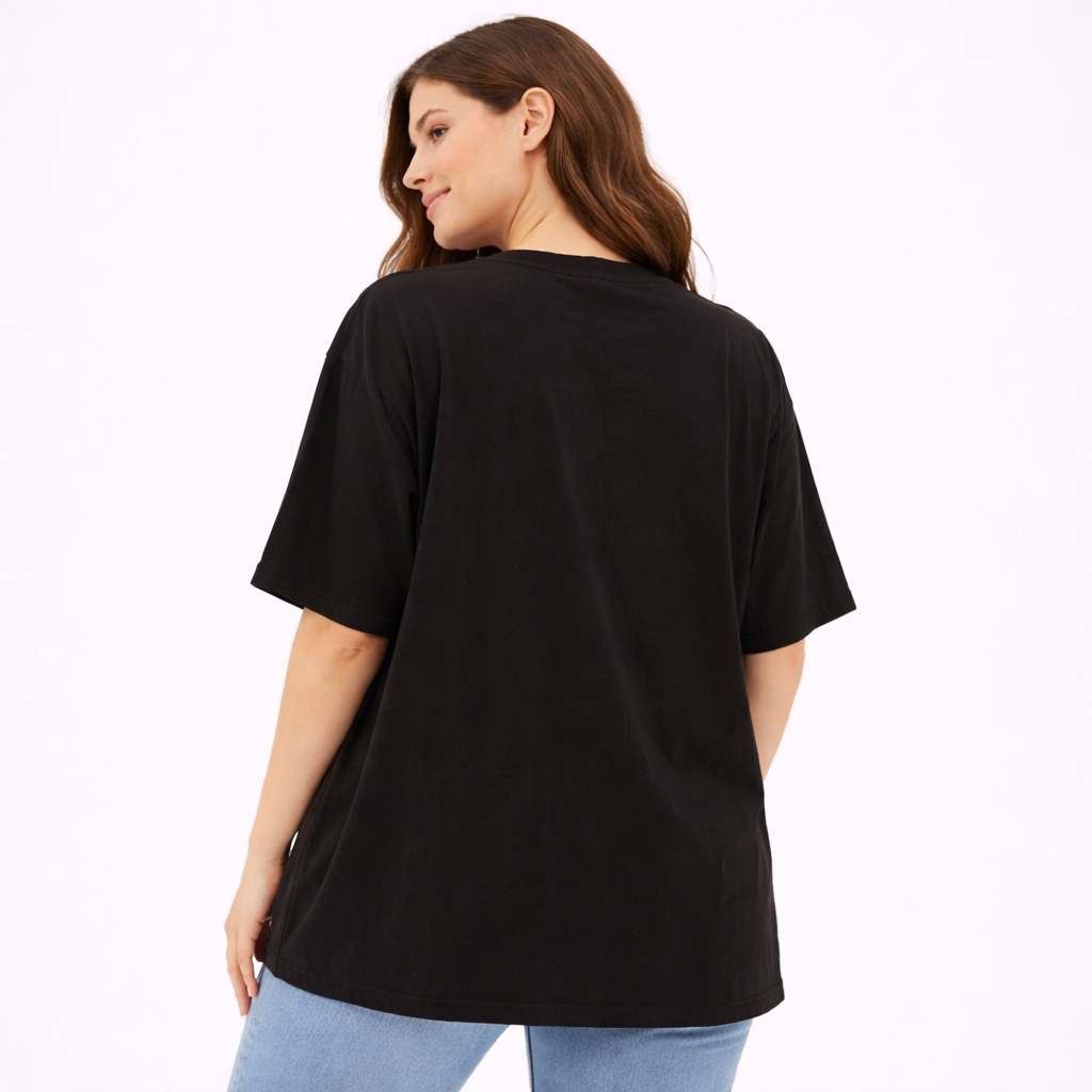 Modern oversized black t-shirt blouse (Hanita)
