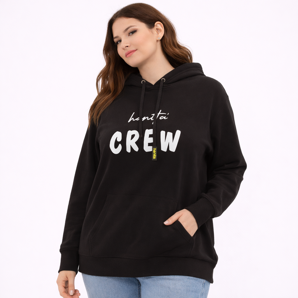 Comfortable black casual hoodie blouse style (Hanita)