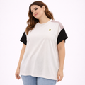 Modern white color-block sleeve blouse (Hanita)