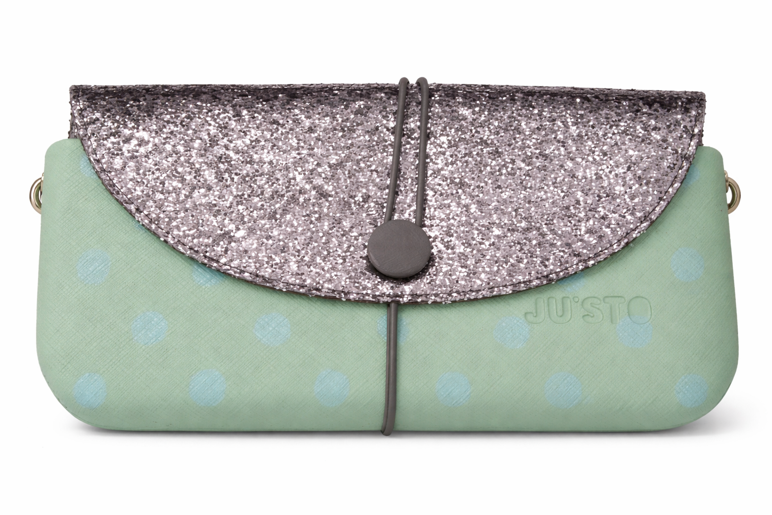 Women’s green  polka dot *silver Italian Handbag (JUSTO)