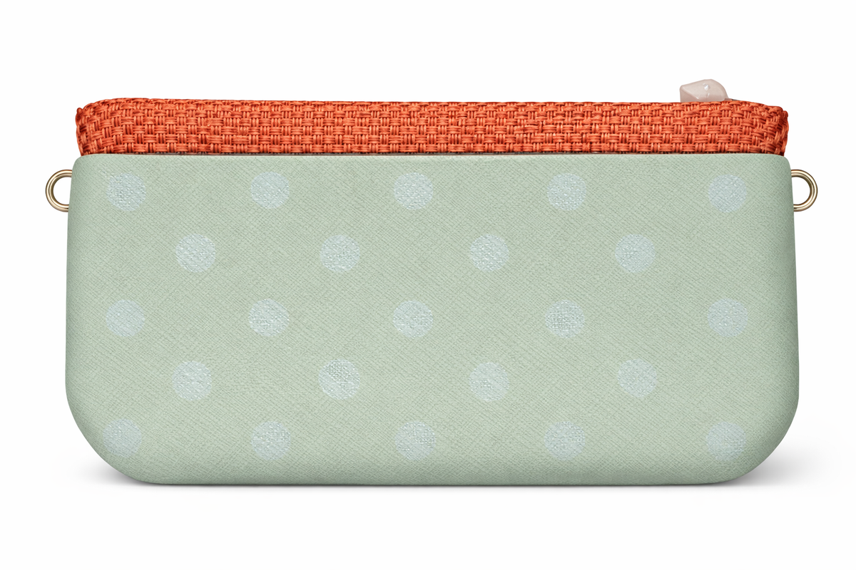 Women’s green polka dot *brown Italian Handbag (JUSTO)