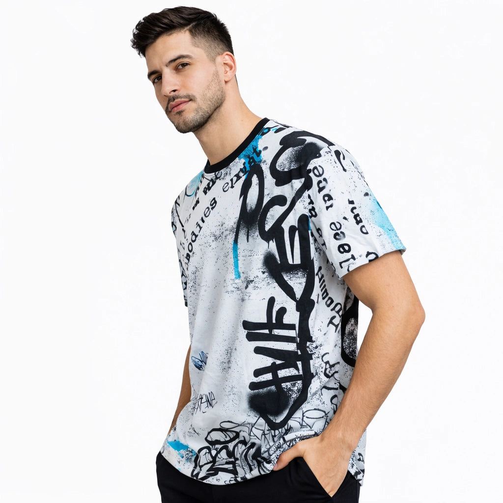 Urban White Graffiti Graphic Tee (IN SIDE)