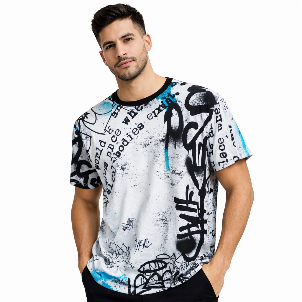 Urban White Graffiti Graphic Tee (IN SIDE)