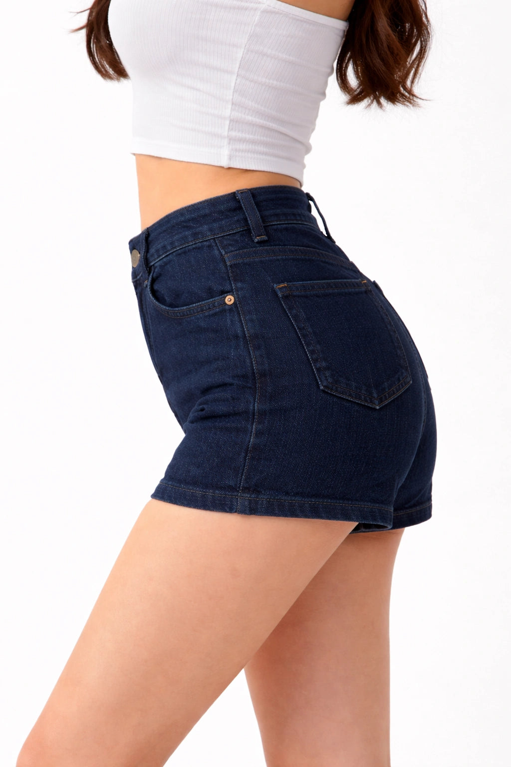 Women’s Dark Blue Denim Shorts (inside)