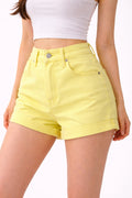 Women’s Light Yellow Denim Shorts (inside)