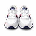 Men’s White Sneakers with Navy & Red Stripes (inside)
