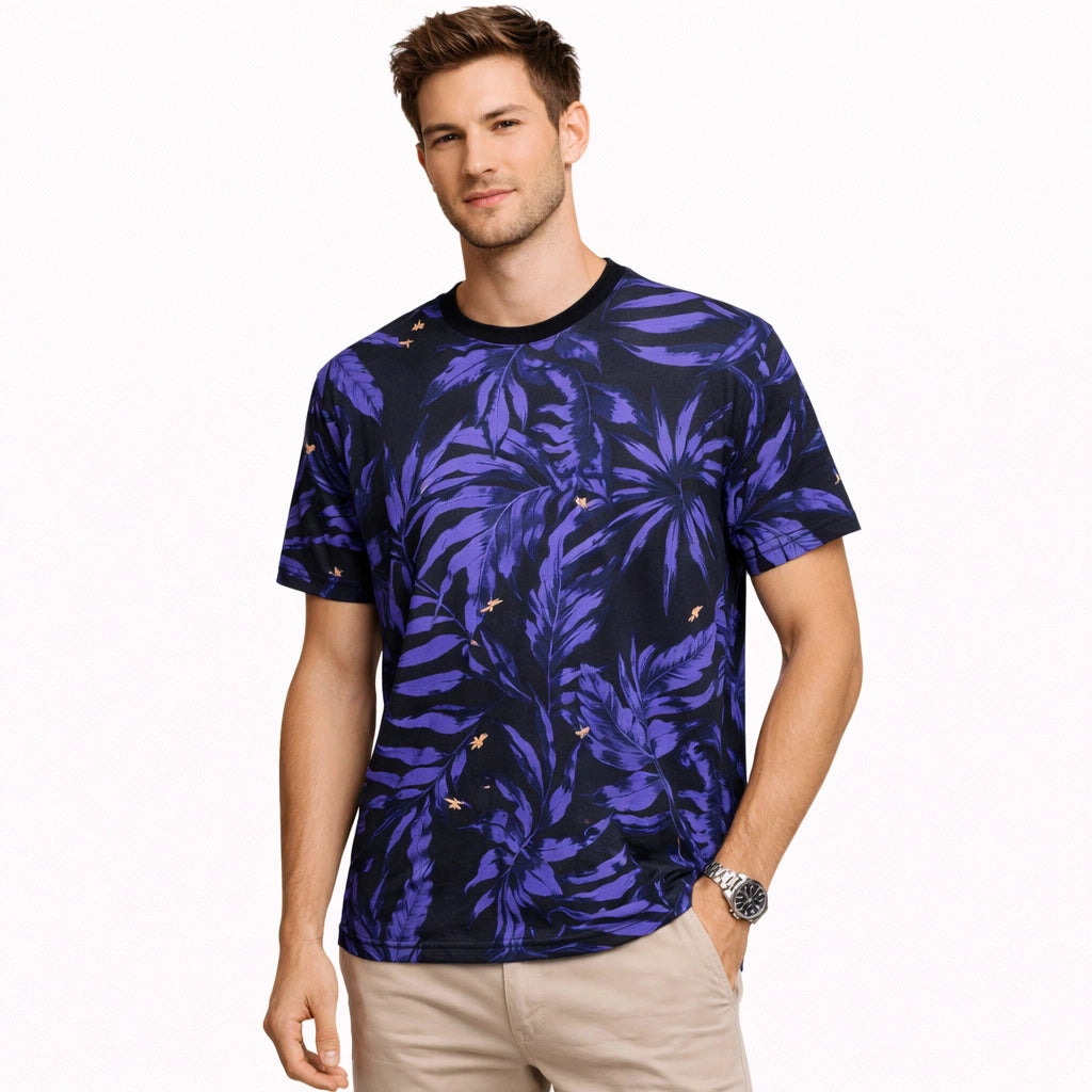 Vibrant Purple Tropical Leaf Tee (IN SIDE)