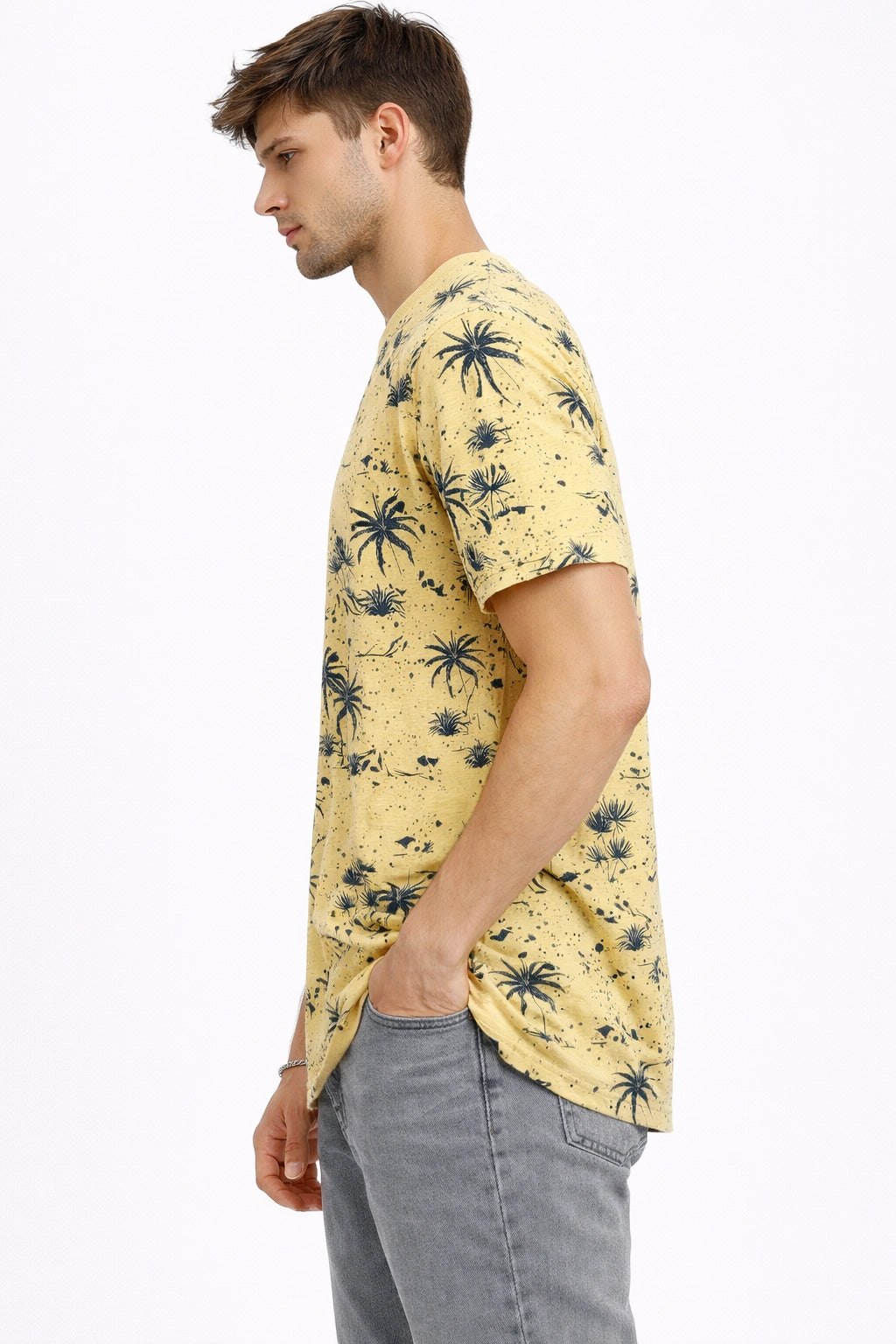 Men’s Yellow Palm Print T-Shirt (inside)