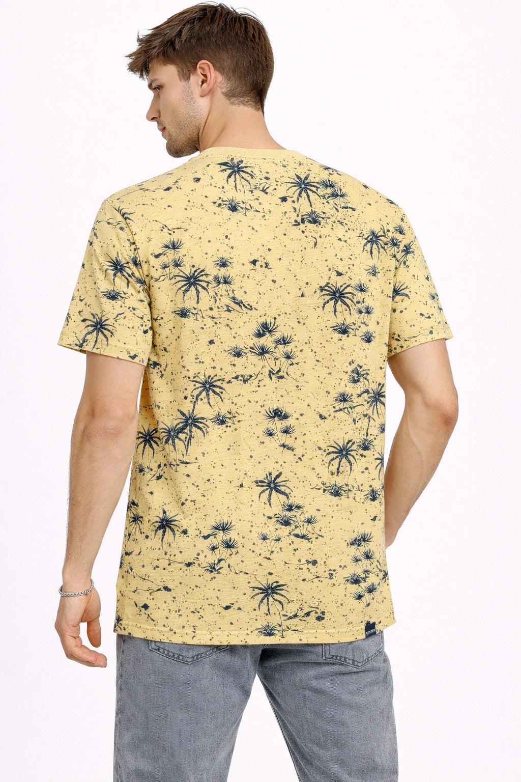 Men’s Yellow Palm Print T-Shirt (inside)