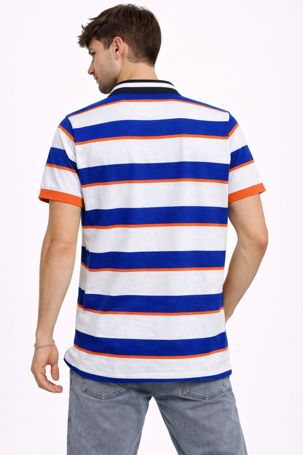 Men’s Blue & White Striped T-Shirt (inside)