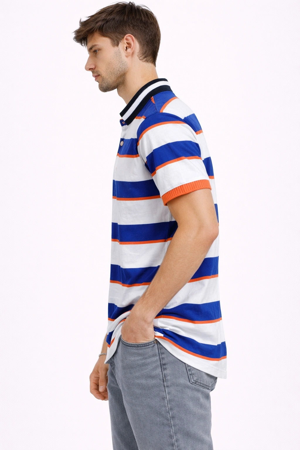 Men’s Blue & White Striped T-Shirt (inside)