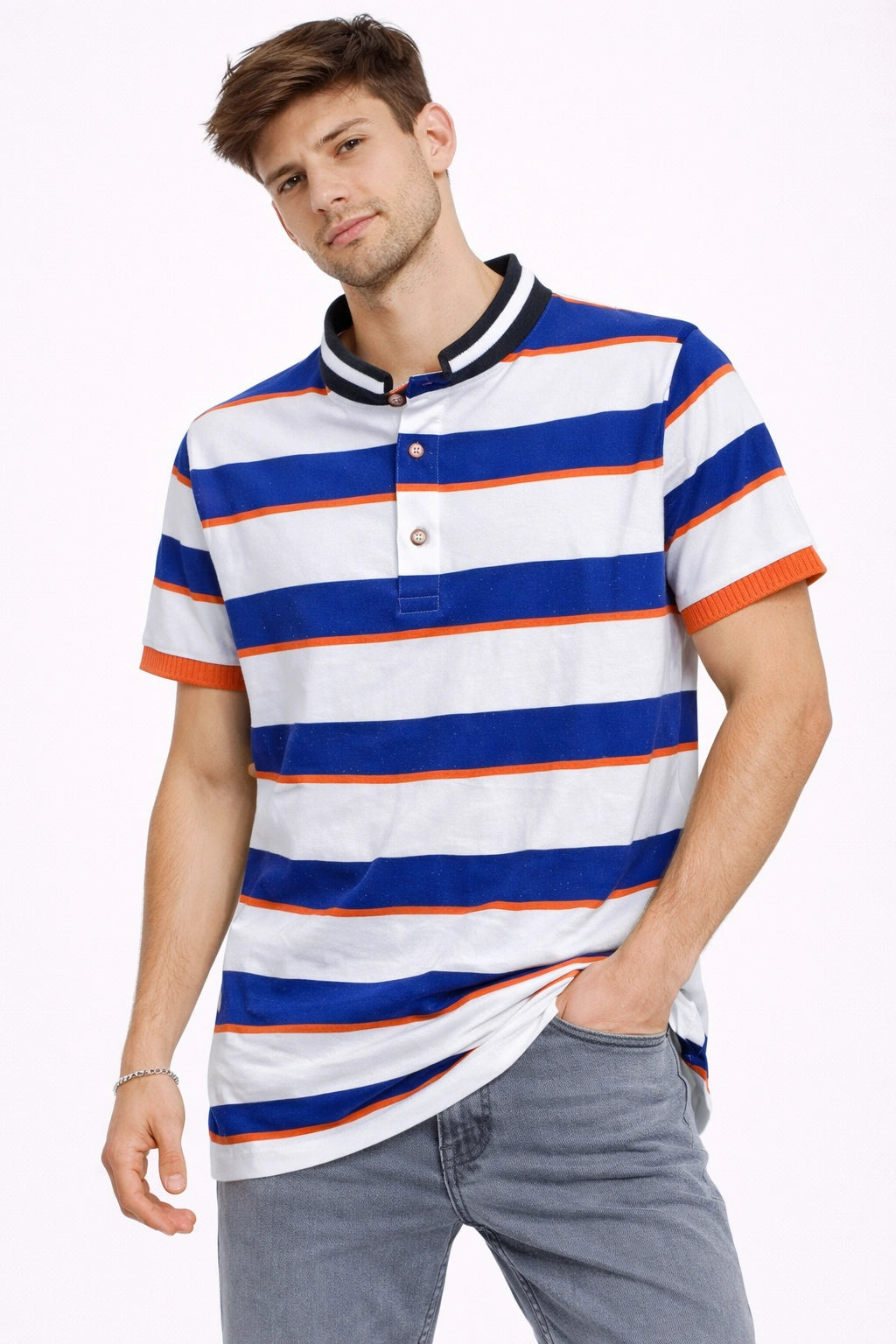 Men’s Blue & White Striped T-Shirt (inside)