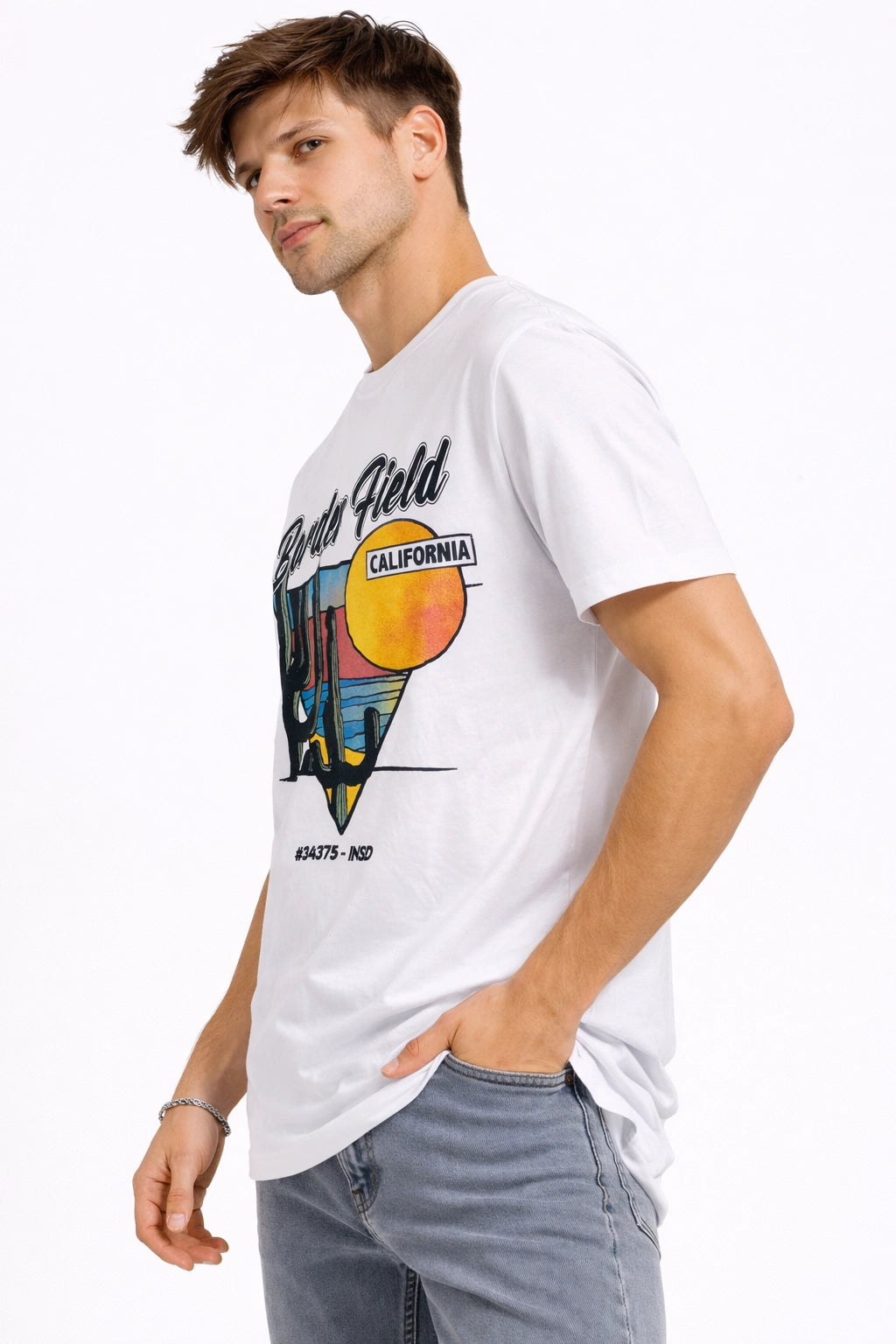 Men’s White Border Field Graphic T-Shirt (inside)