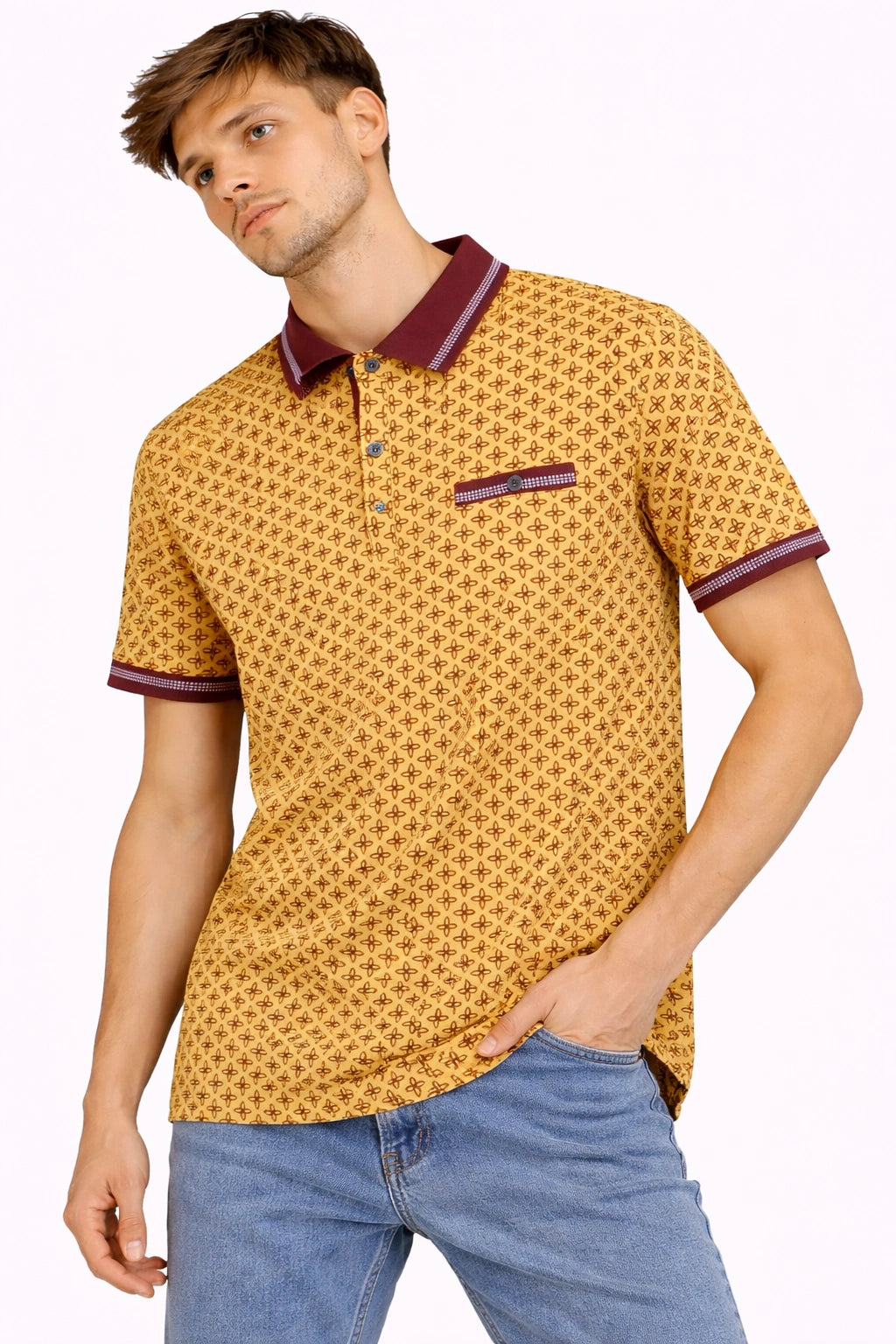 Mustard Geometric Classic Polo (INSIDE)
