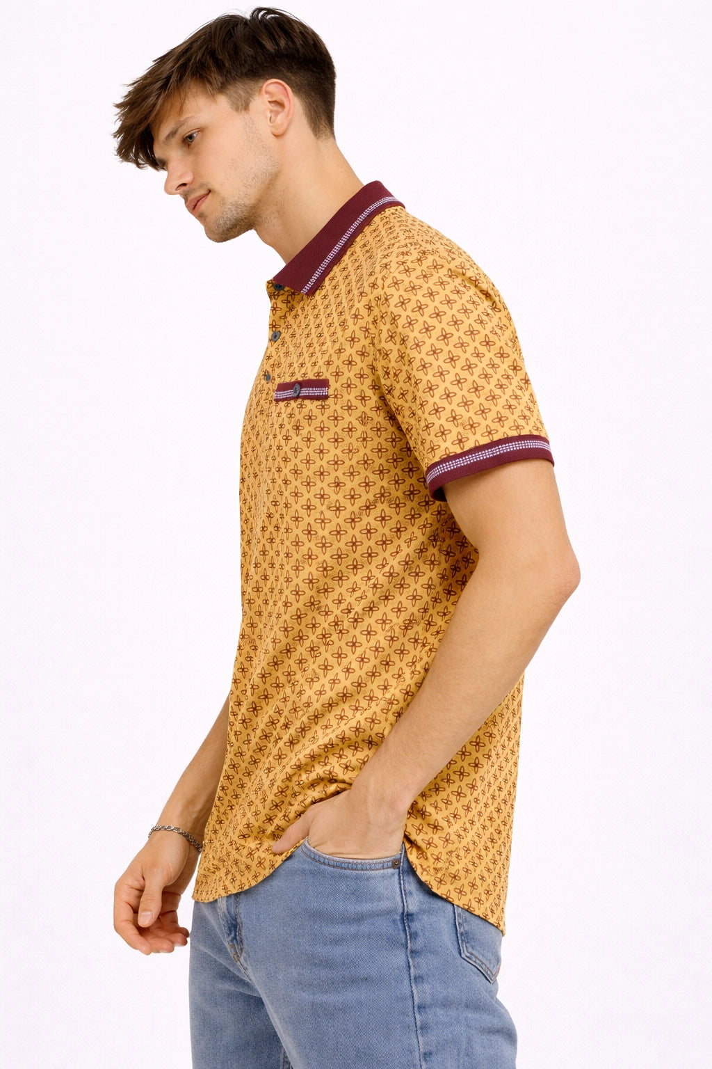 Mustard Geometric Classic Polo (INSIDE)