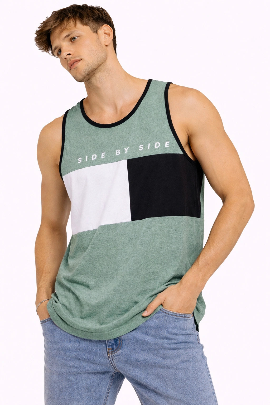 Green Casual Sport Tank Top (INSIDE)