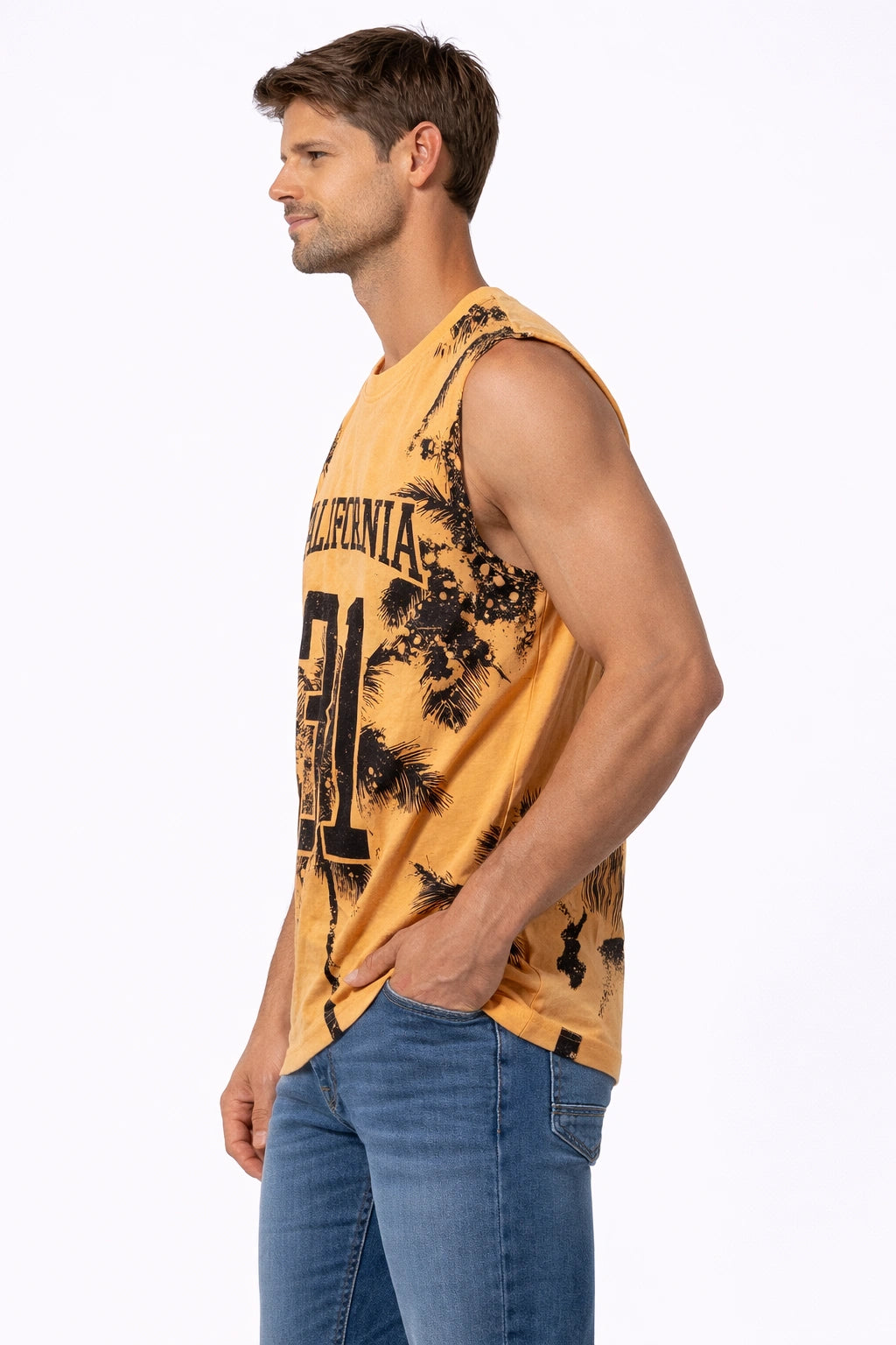 California Yellow Sleeveless Men’s T-Shirt (INSIDE)