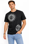 Men’s Black Artistic Sun Graphic T-Shirt (INSIDE)
