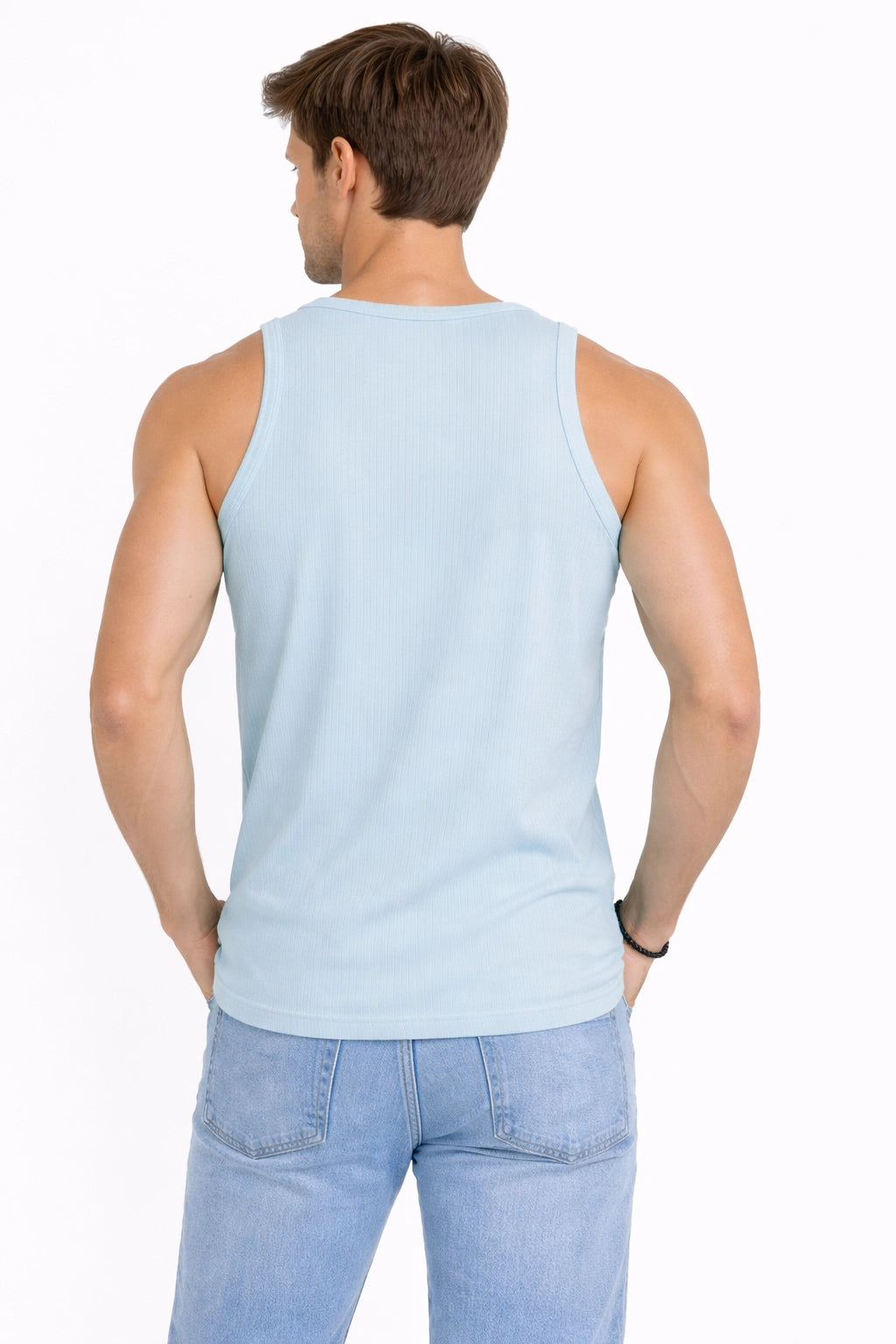 Men’s Light Blue Ribbed Tank Top (INSIDE)