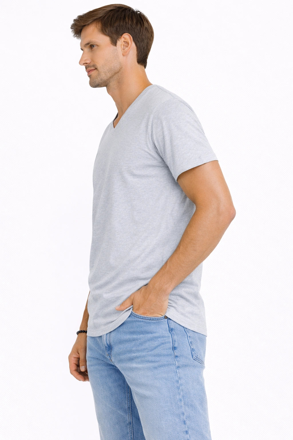 Men’s Grey V-Neck T-Shirt (INSIDE)