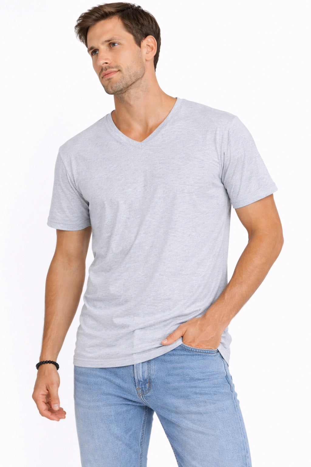 Men’s Grey V-Neck T-Shirt (INSIDE)