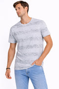 Men’s Grey Abstract Line Print T-Shirt (INSIDE)