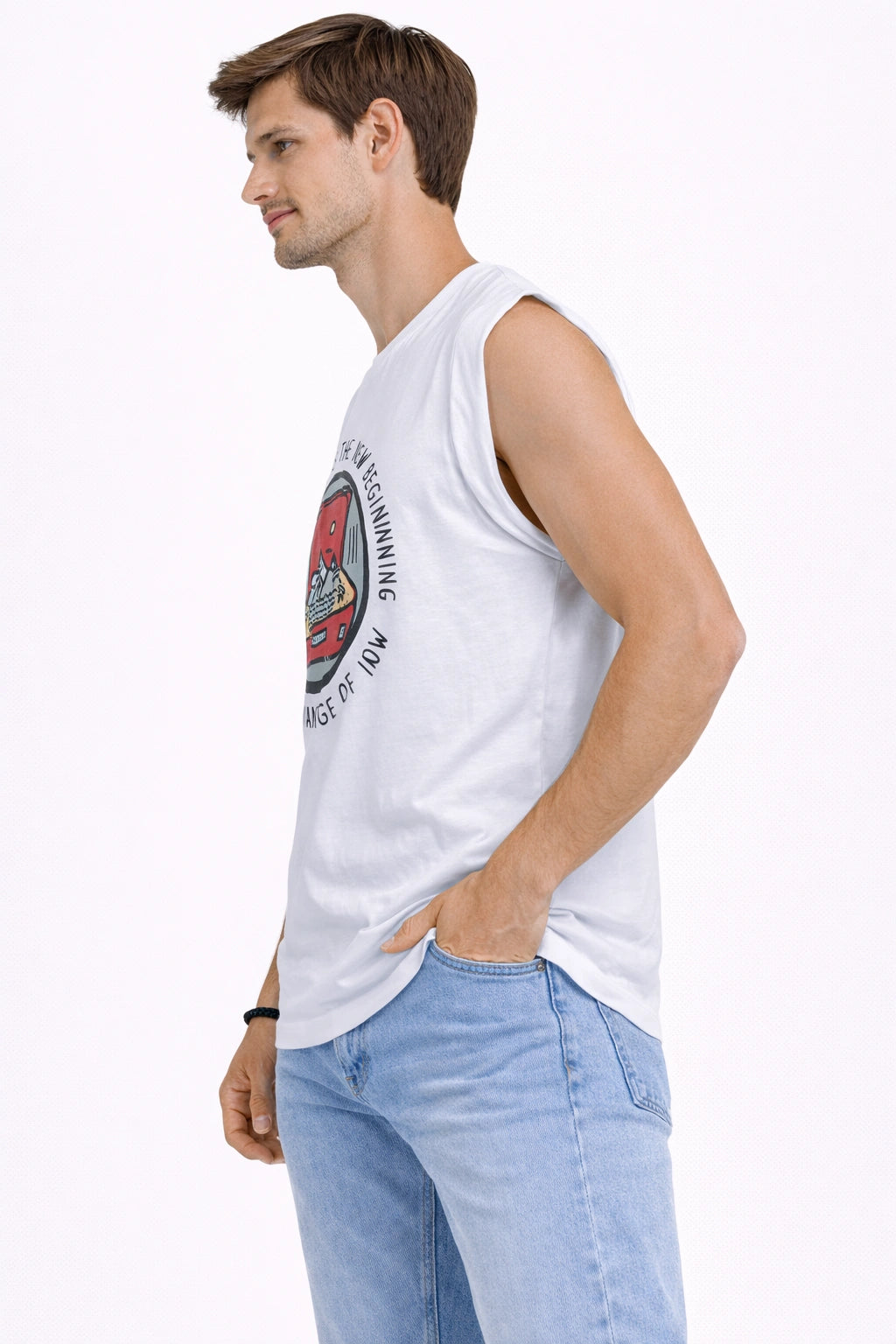 Men’s White Graphic Tank Top (INSIDE)