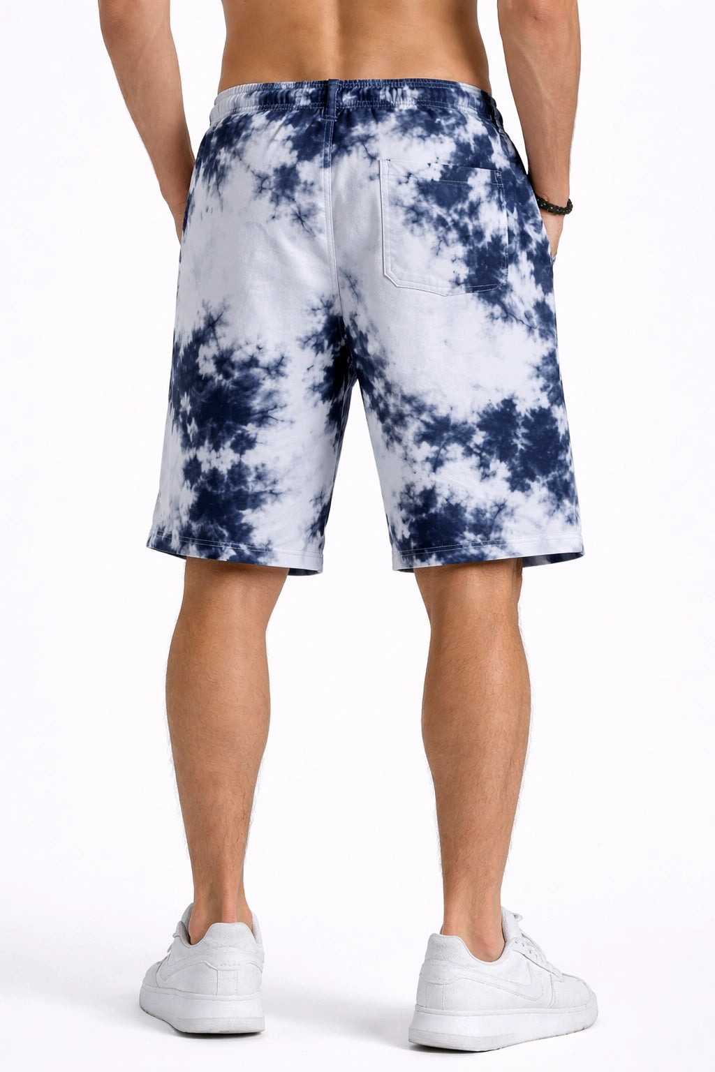Men’s White & Navy Tie-Dye Shorts (INSIDE)