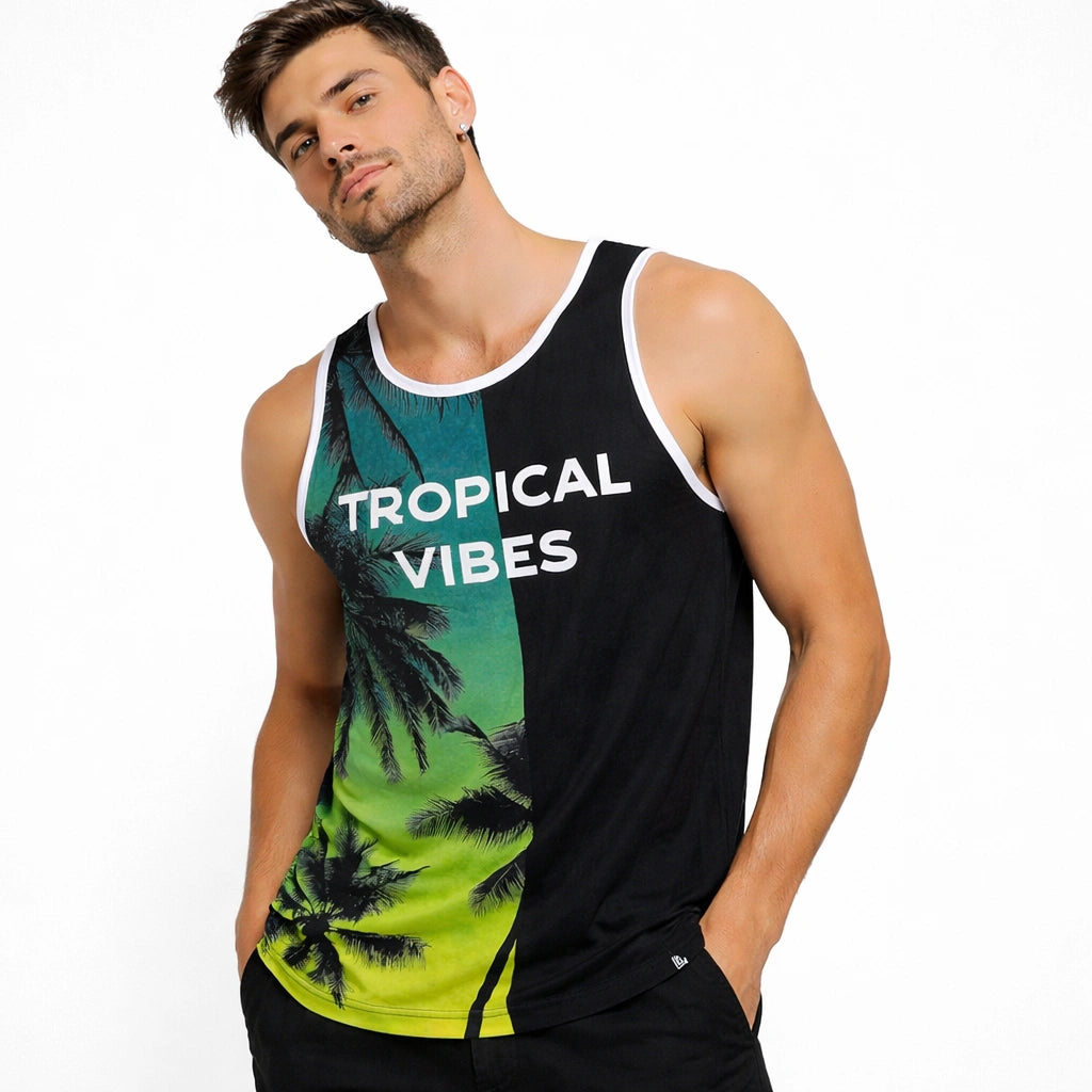 Black Tropical Vibes Graphic Tank (IN SIDE)