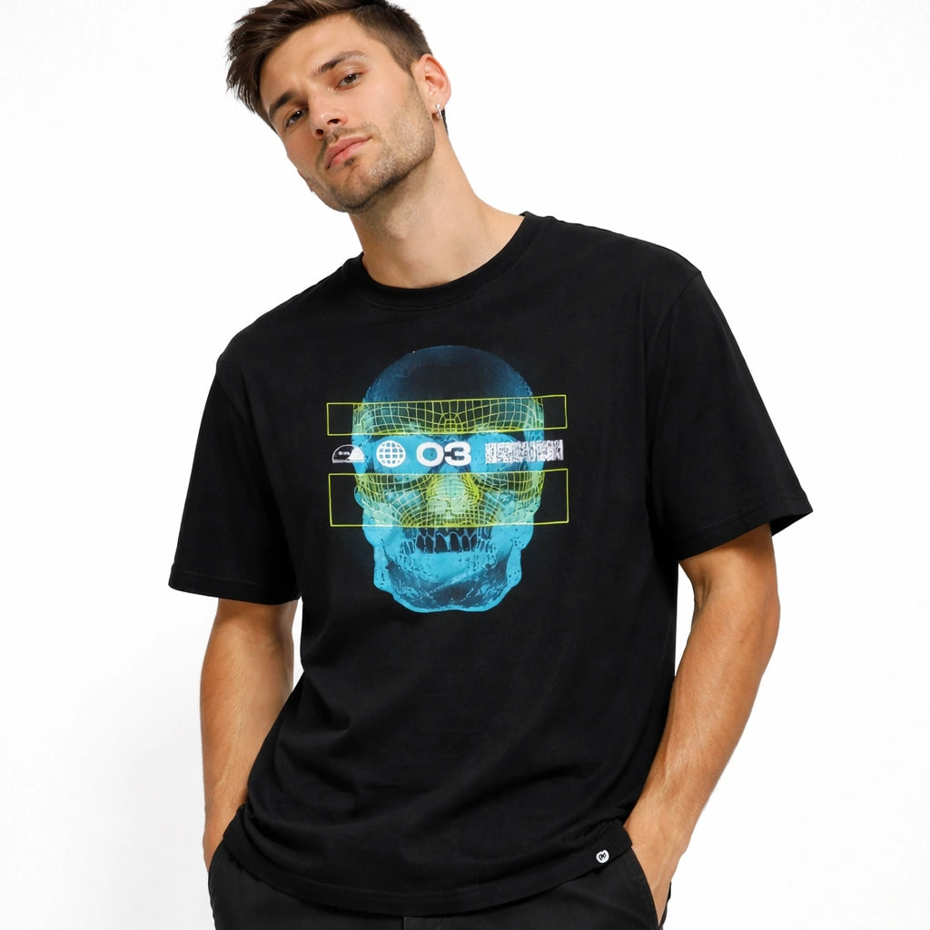 Black Cyber Skull Graphic Tee (IN SIDE)