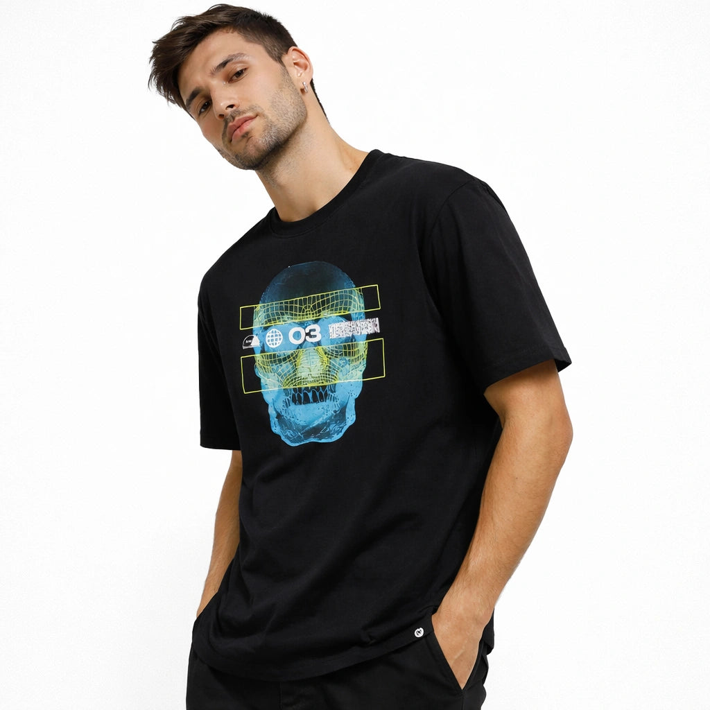Black Cyber Skull Graphic Tee (IN SIDE)
