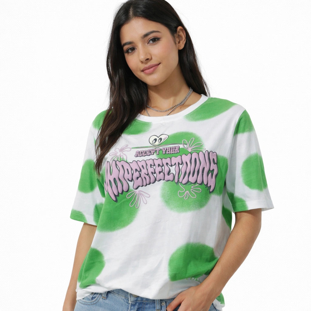 Women’s Green Polka Dot Graphic Tee (IN SIDE)