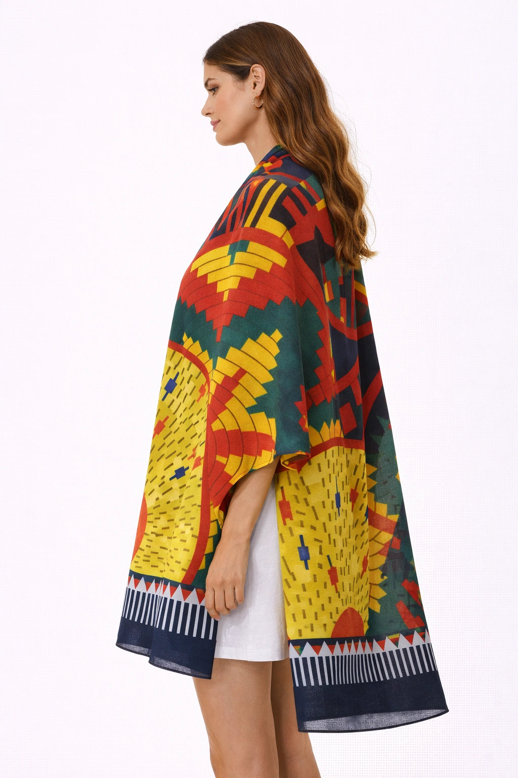 Colorful Ethnic Pattern Shawl  (in side)