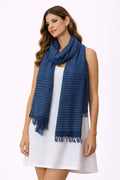 Navy Striped Shoulder Shawl (in side)