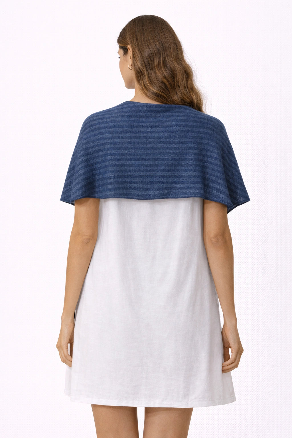 Navy Striped Shoulder Shawl (in side)