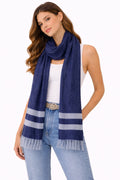 Elegant Navy Striped Shawl (in side)