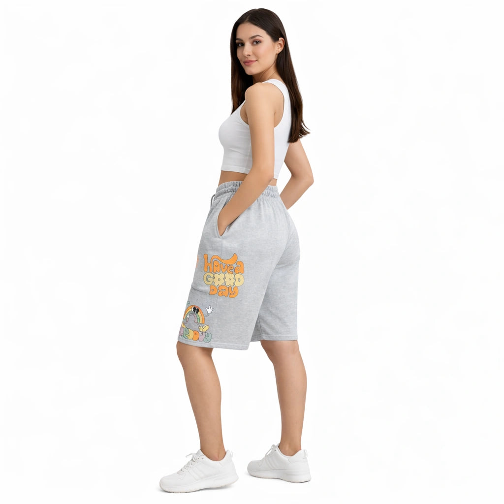 Women’s Grey Retro Graphic Shorts (INSIDE)
