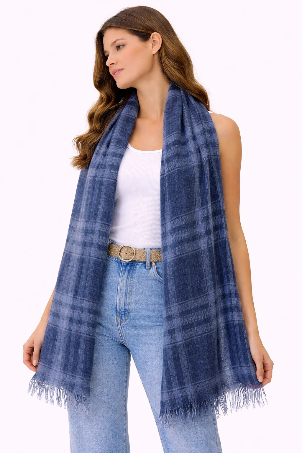 Blue Plaid Shawl (in side)