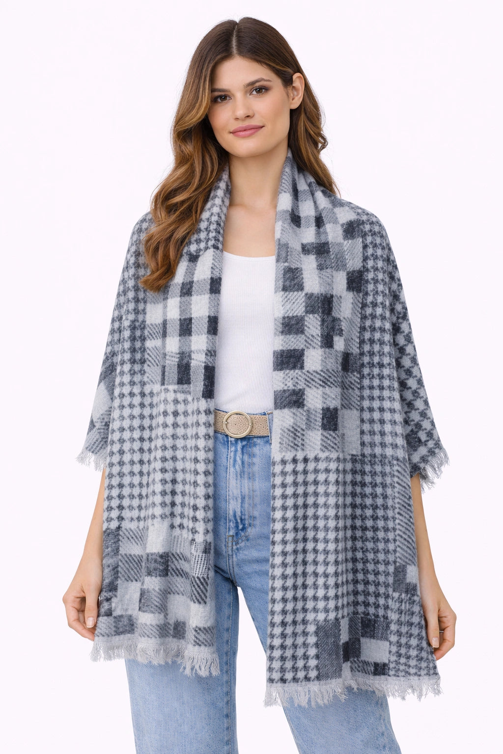 Grey Patterned Shawl (in side)