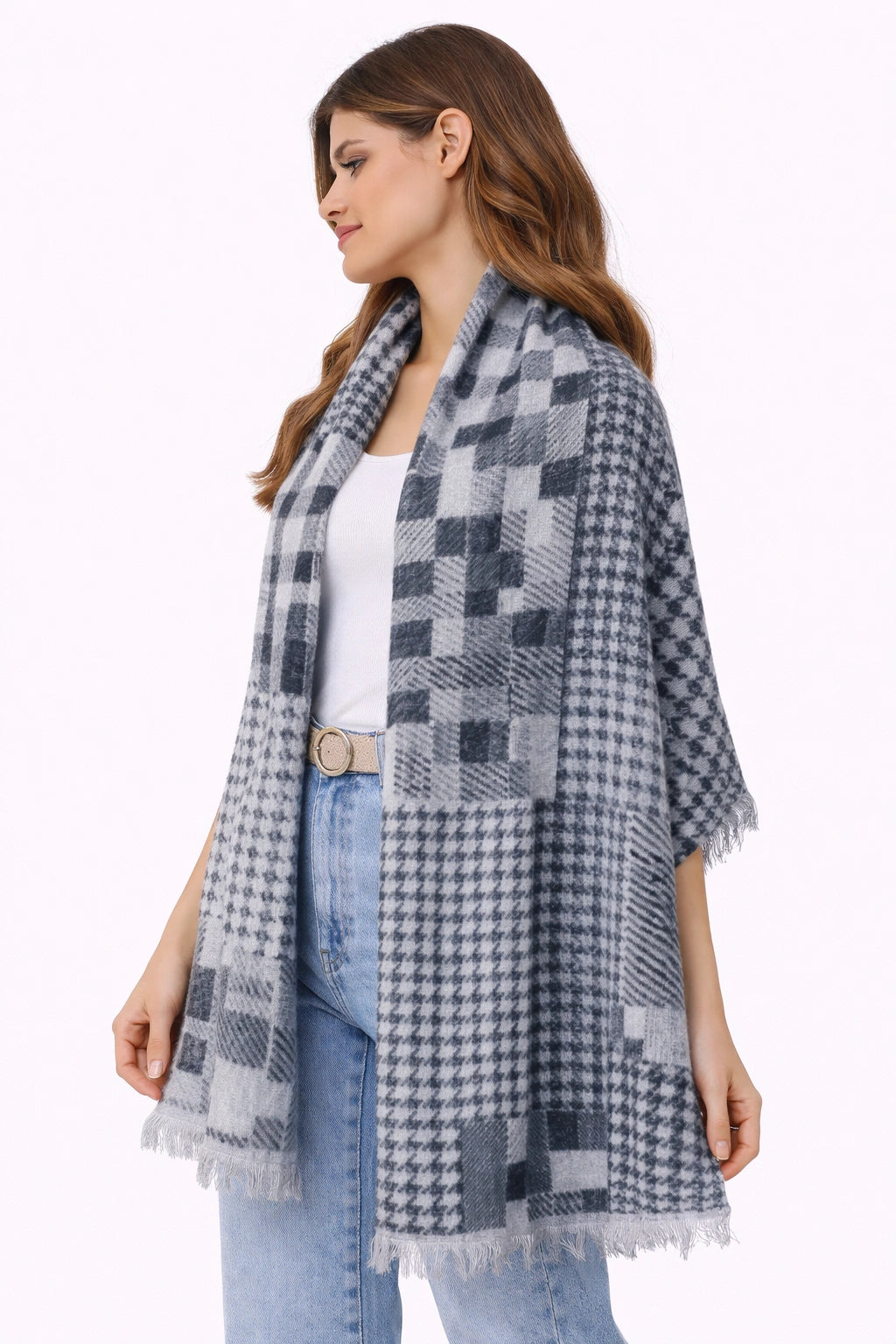 Grey Patterned Shawl (in side)