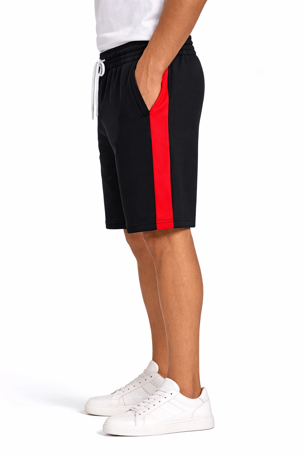 Men’s Black Sport Shorts with Red Stripe (INSIDE)