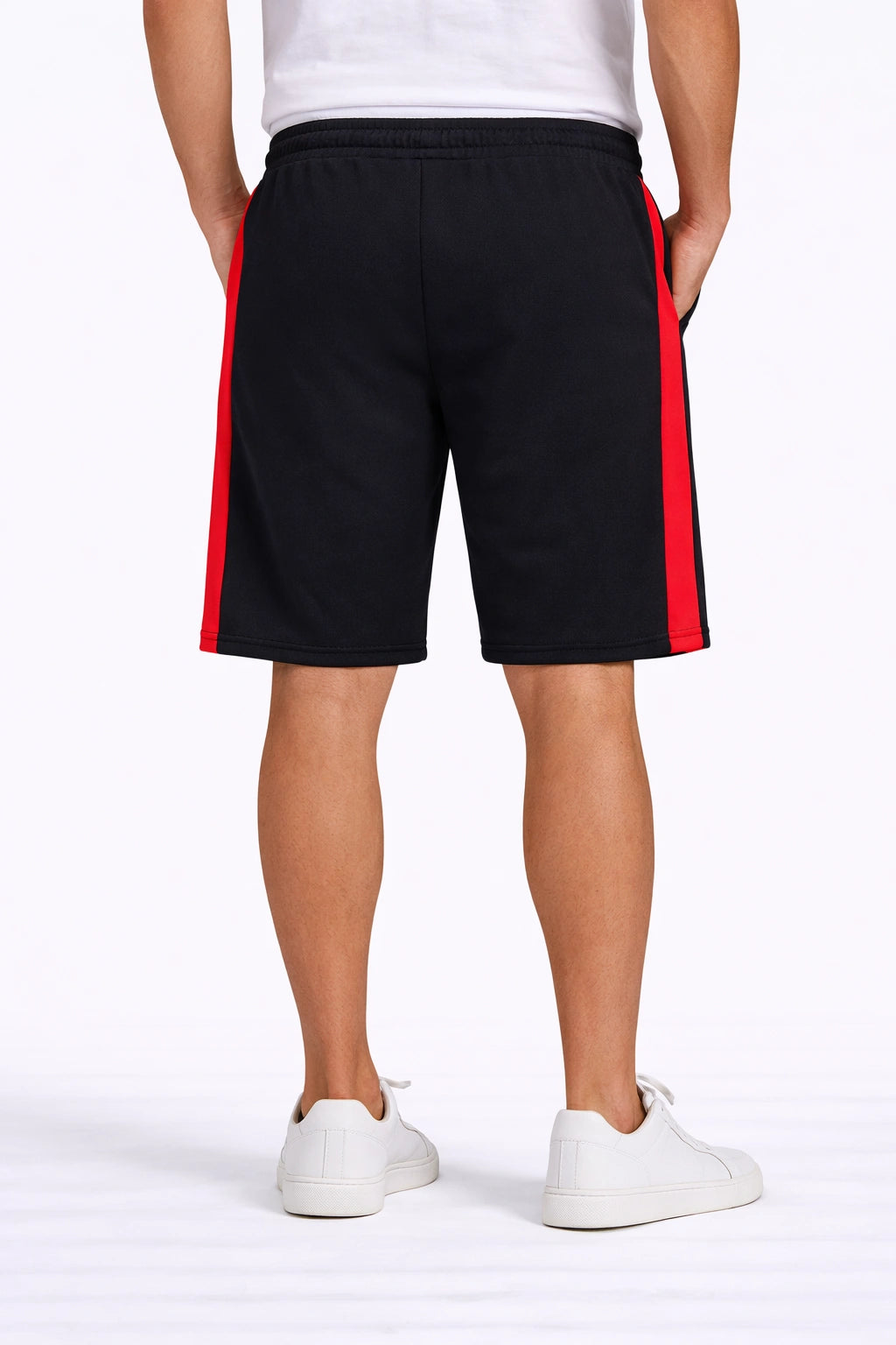 Men’s Black Sport Shorts with Red Stripe (INSIDE)
