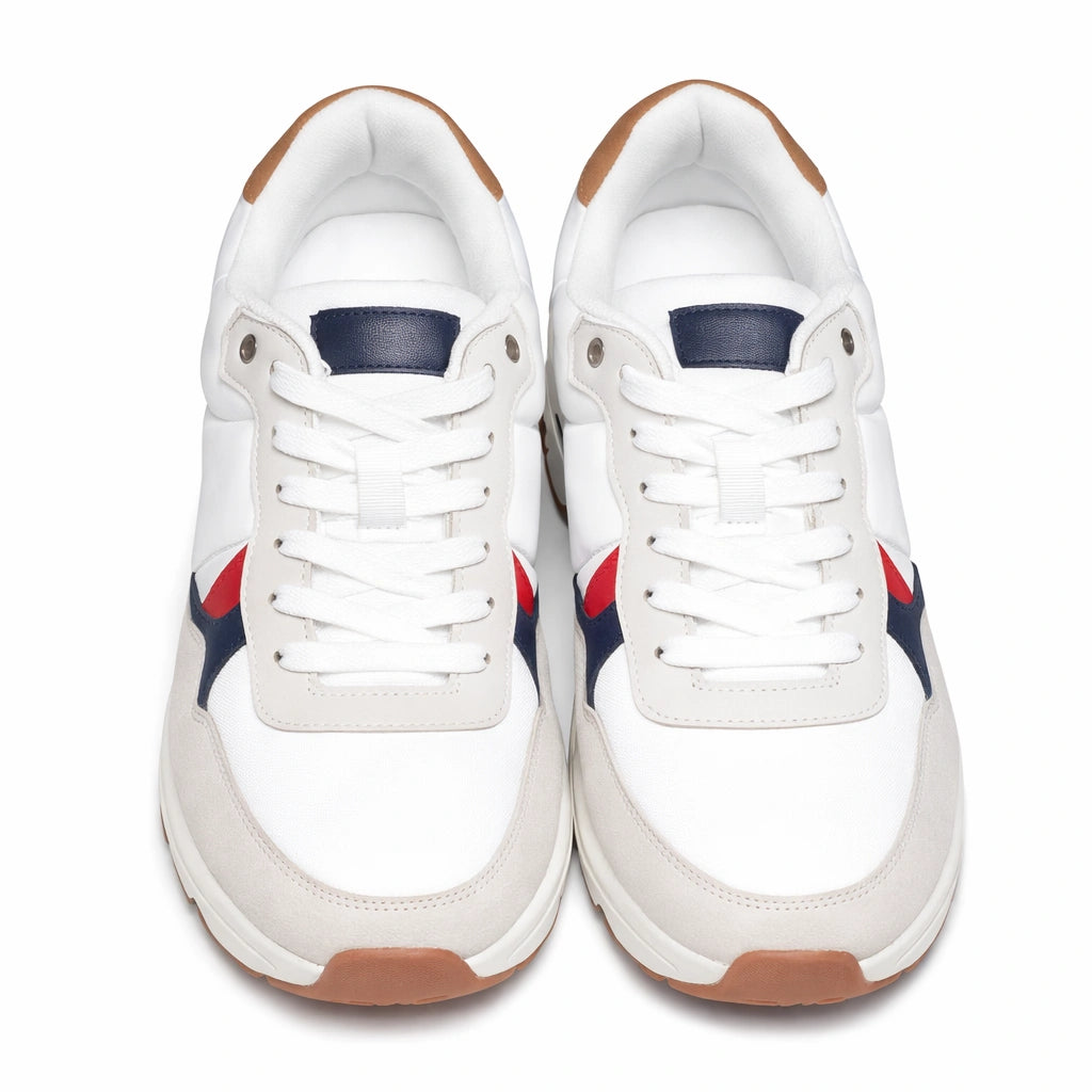 Men’s White Sneakers with Red & Navy Details (INSIDE)