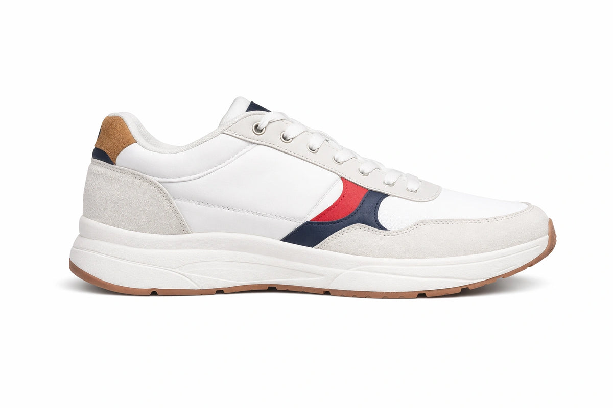 Men’s White Sneakers with Red & Navy Details (INSIDE)