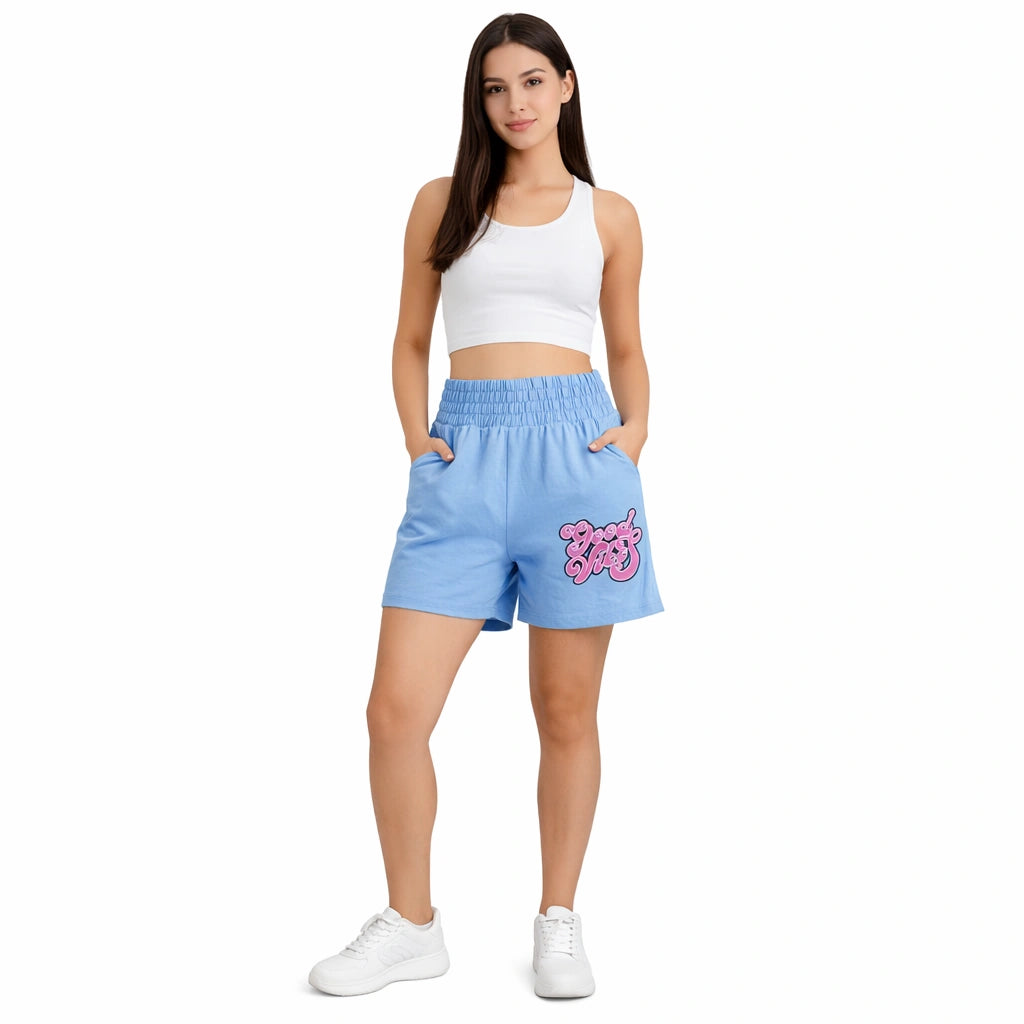 Blue Good Vibes Graphic Shorts (INSIDE)