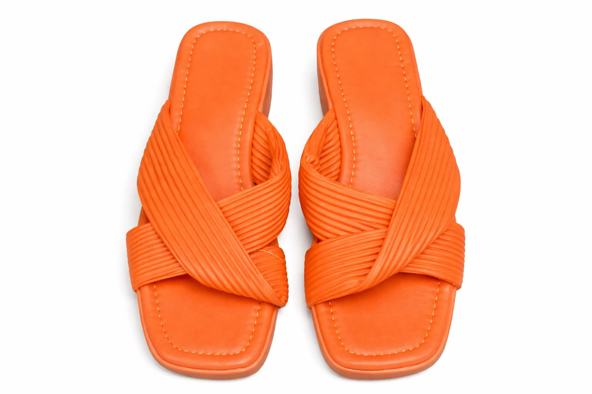 Women’s Orange Cross Strap Sandals (INSIDE)